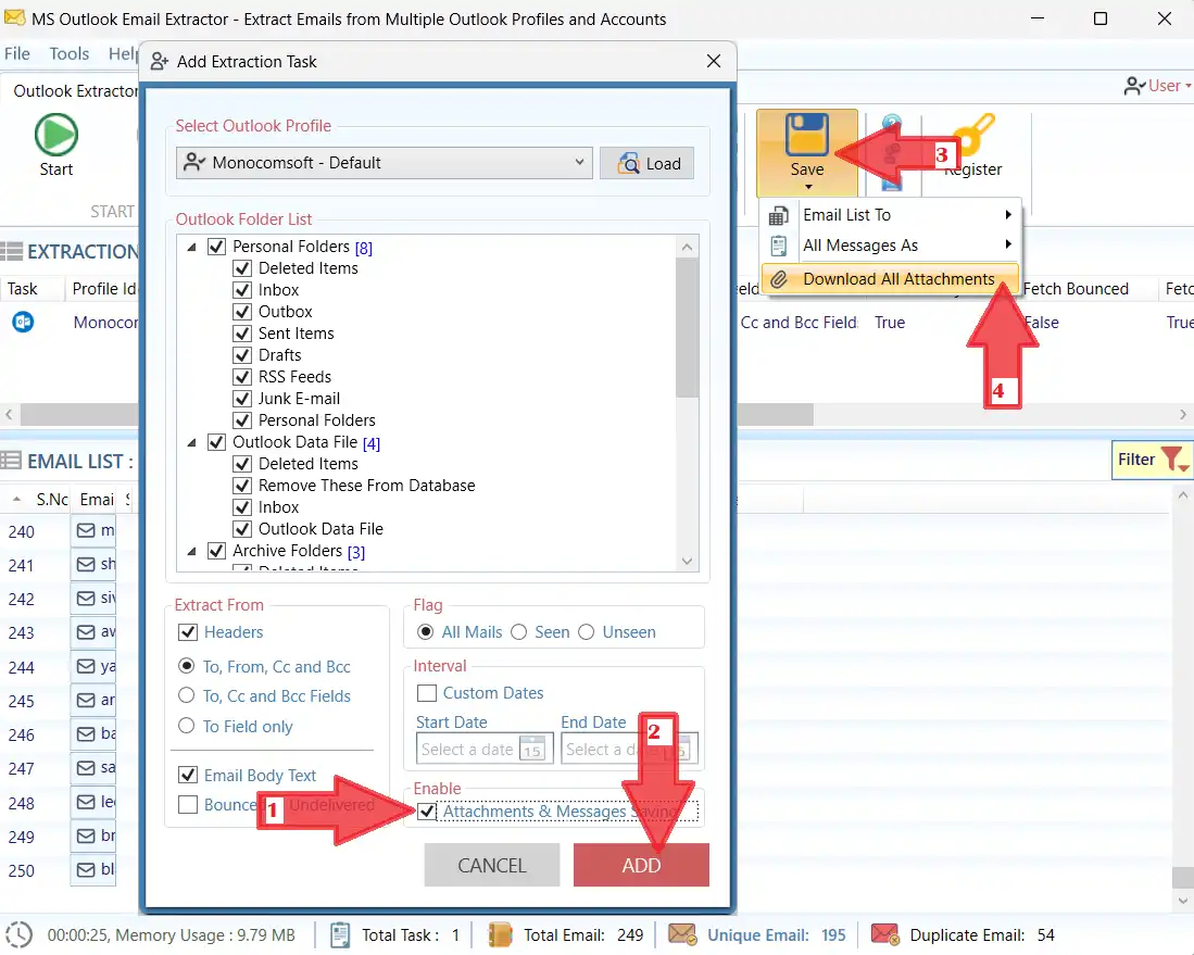 Extract Attachments from Outlook feature preview
