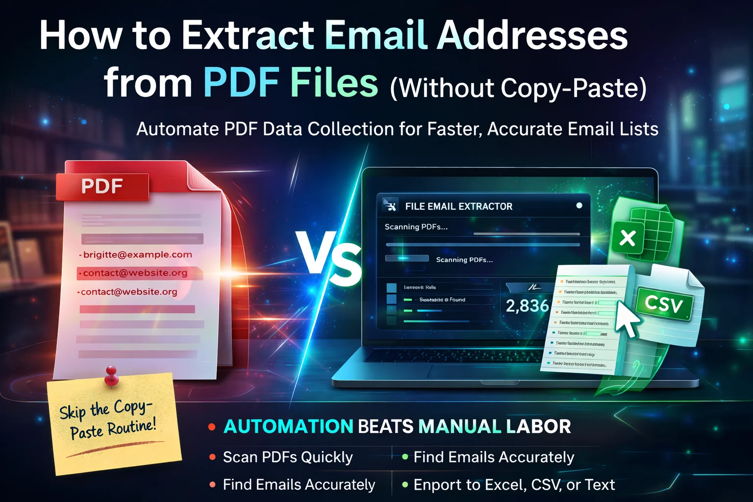 Extract email addresses from PDF files
