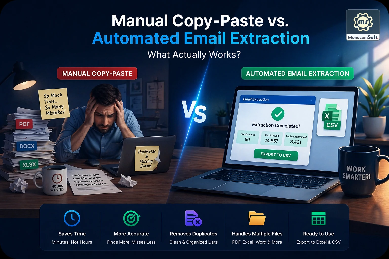 Manual vs automated email extraction