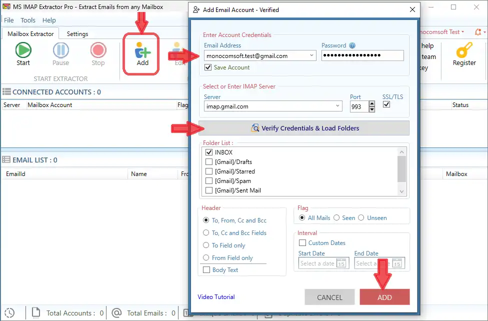 add mailbox through imap