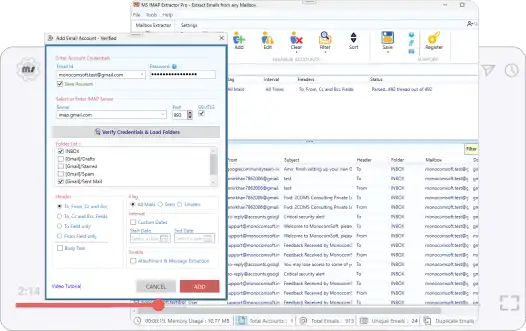 IMAP Extractor App Screenshot