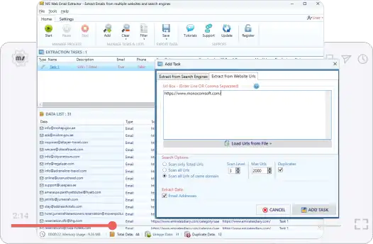 Web Email Extractor App Screenshot