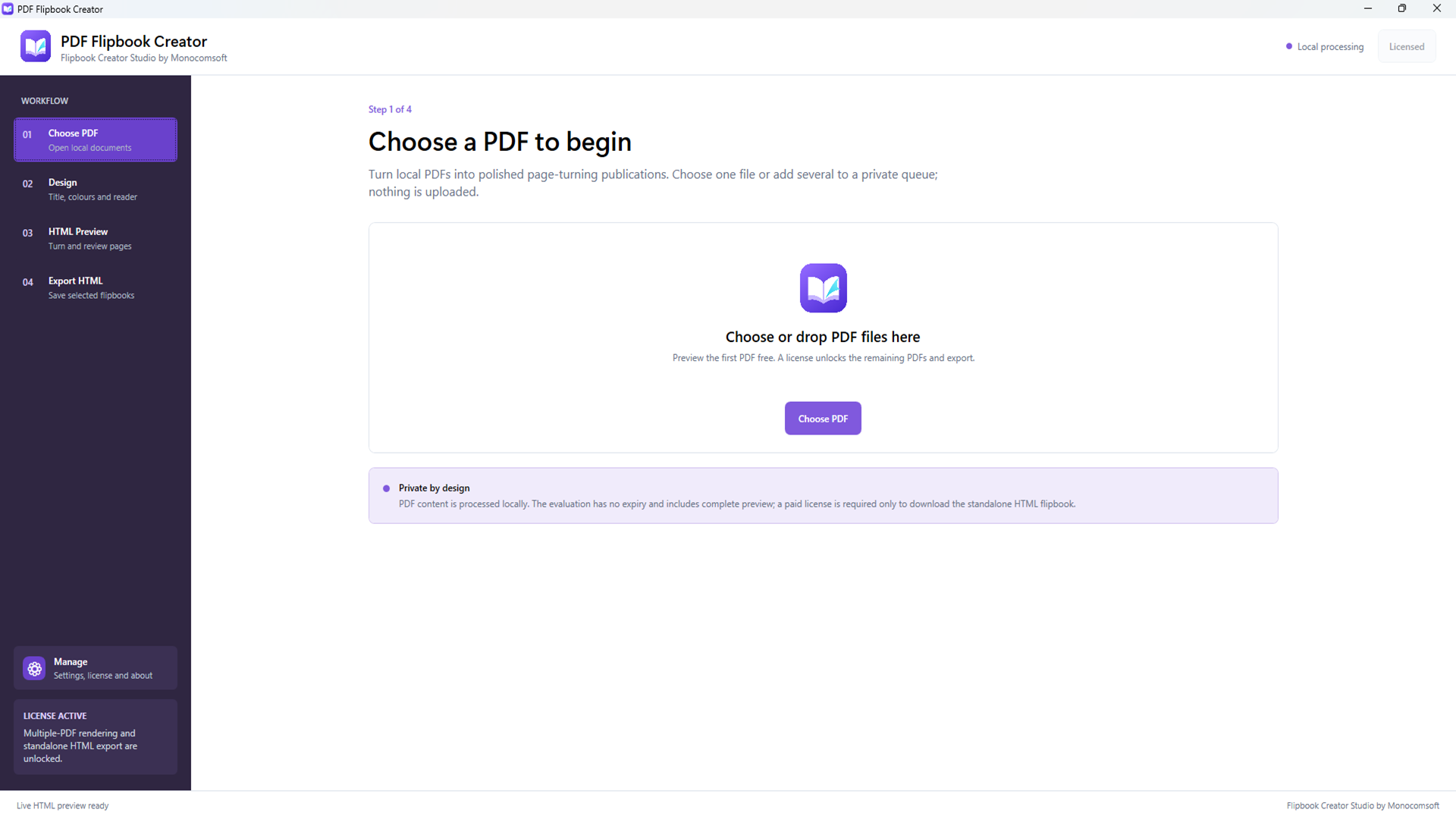 Start with a PDF on your PC.