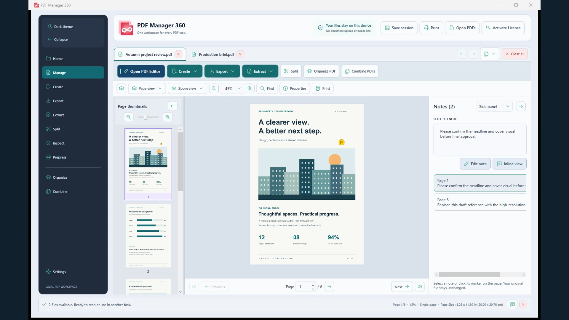 See a PDF through, from review to print. Preview of the narrated product walkthrough.